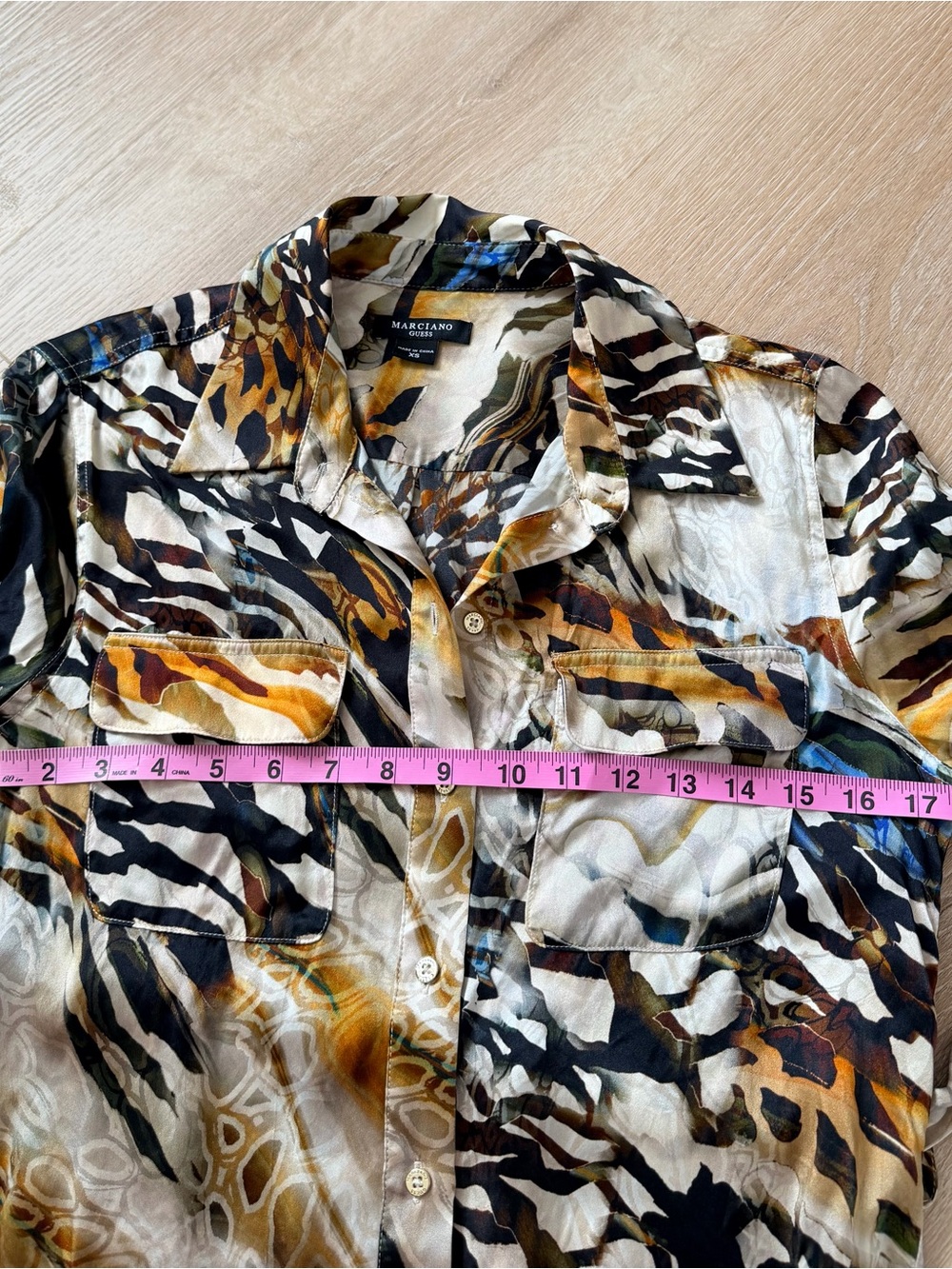 $280 NWOT Marciano Guess 100% Silk Animal Print Shirt Dress Tunic XS–S Belted - Picture 8 of 9